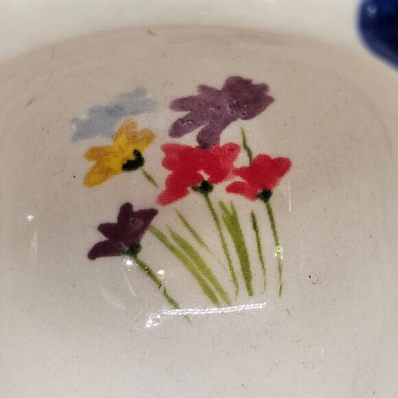 Pioneer Woman Egg Tray Celia Floral Stoneware Blue Hobnail 15-Egg Holder 6x10 - Picture 7 of 8